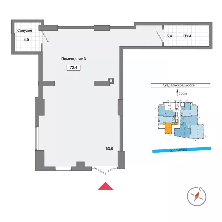 Торговая площадь в Санкт-Петербург ш. Суздальское, 20к2 (72 м) - Фото 0