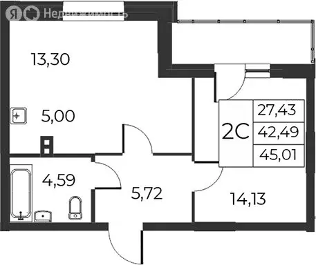 1-комнатная квартира: Новосибирск, улица Гоголя, 222 (45 м) - Фото 0