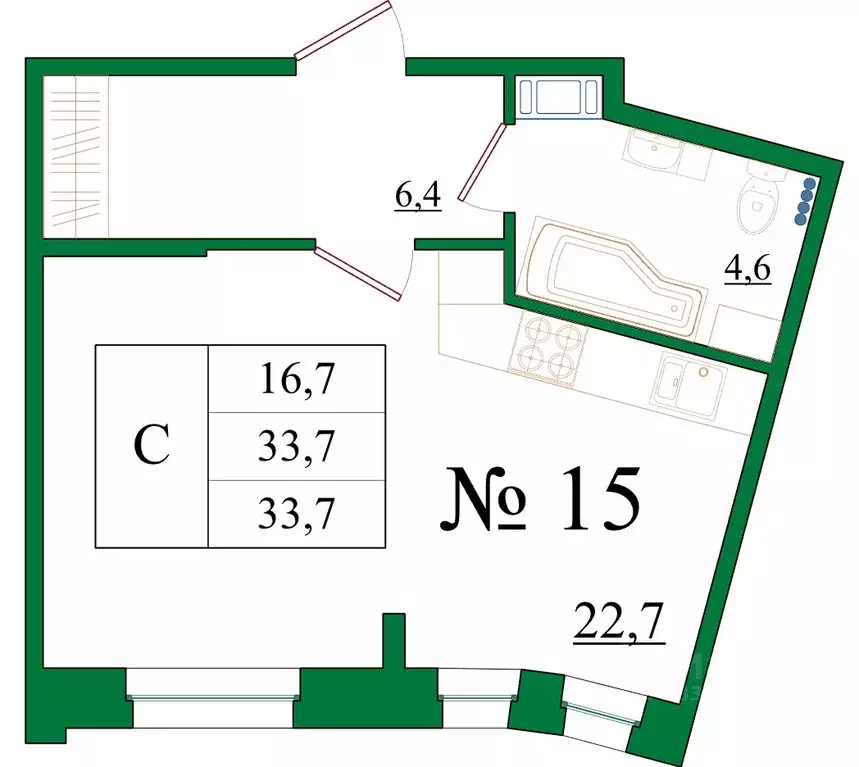 Студия Ленинградская область, Гатчина Красносельское ш., 4Ак1 (33.7 м) - Фото 1