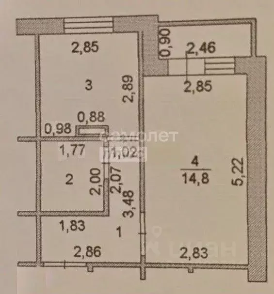 1-к кв. Липецкая область, Липецк 15-й мкр, 28А (32.4 м) - Фото 2