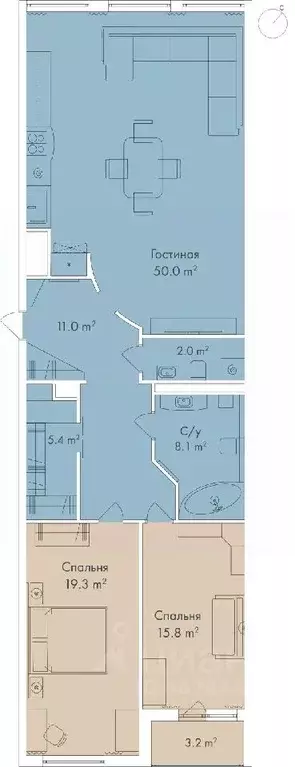 3-к кв. Санкт-Петербург Ждановская ул., 29 (102.3 м) - Фото 1