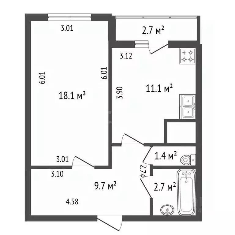 1-к кв. Санкт-Петербург Пулковское ш., 36к4 (43.0 м) - Фото 1