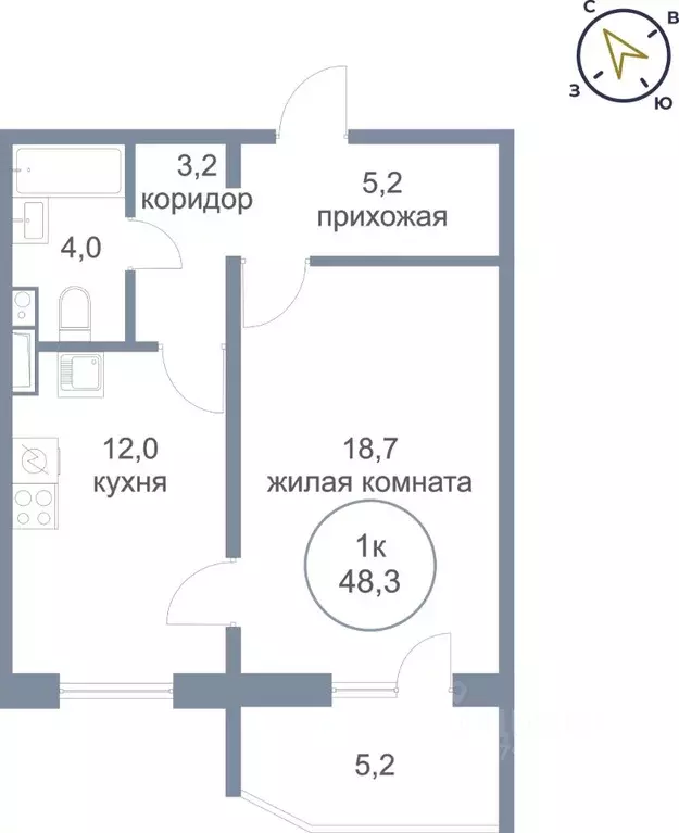 1-к кв. Ханты-Мансийский АО, Нефтеюганск 5-й мкр, 50 (48.3 м) - Фото 1