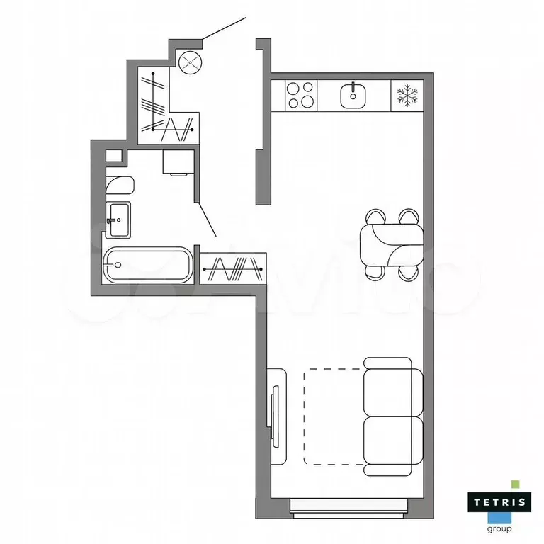 Квартира-студия, 33,6 м, 4/32 эт. - Фото 1