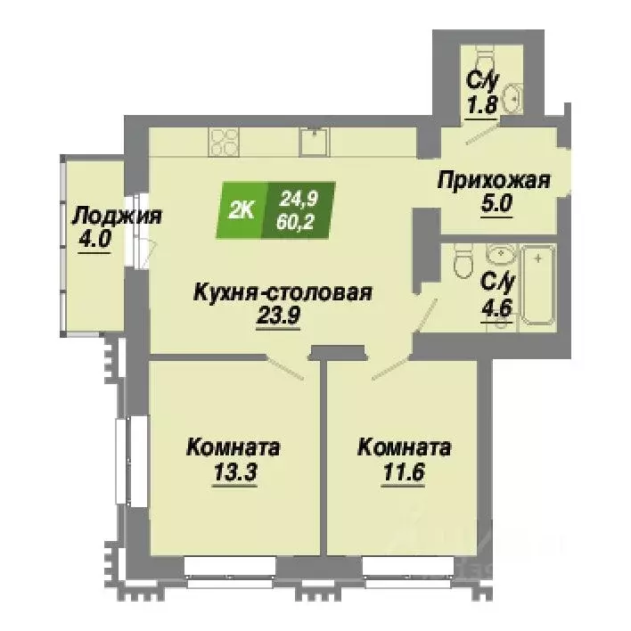 2-к кв. Новосибирская область, Новосибирск Калининский квартал жилой ... - Фото 1