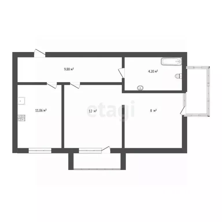 2-к кв. Крым, Саки ул. Набережная (47.0 м) - Фото 2