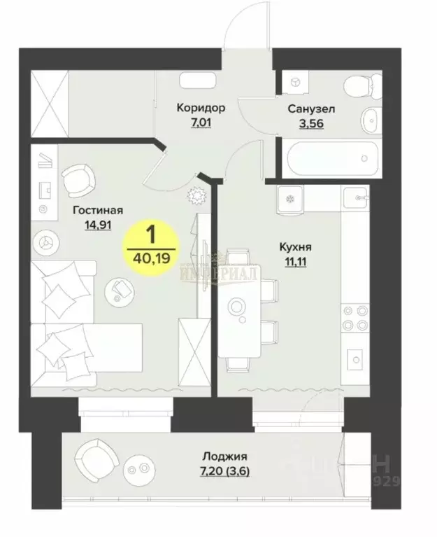 1-к кв. Марий Эл, Йошкар-Ола ул. Павлова, 6 (40.19 м) - Фото 2