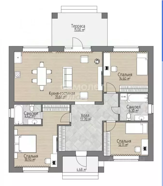 Дом в Марий Эл, Медведевский район, Руэмское с/пос, д. Нолька ул. ... - Фото 2