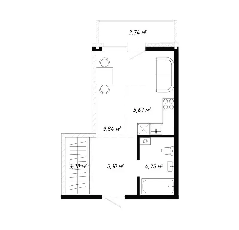 1-комнатная квартира: Иркутск, Правобережный округ, ЖК Кино (33.41 м) - Фото 2