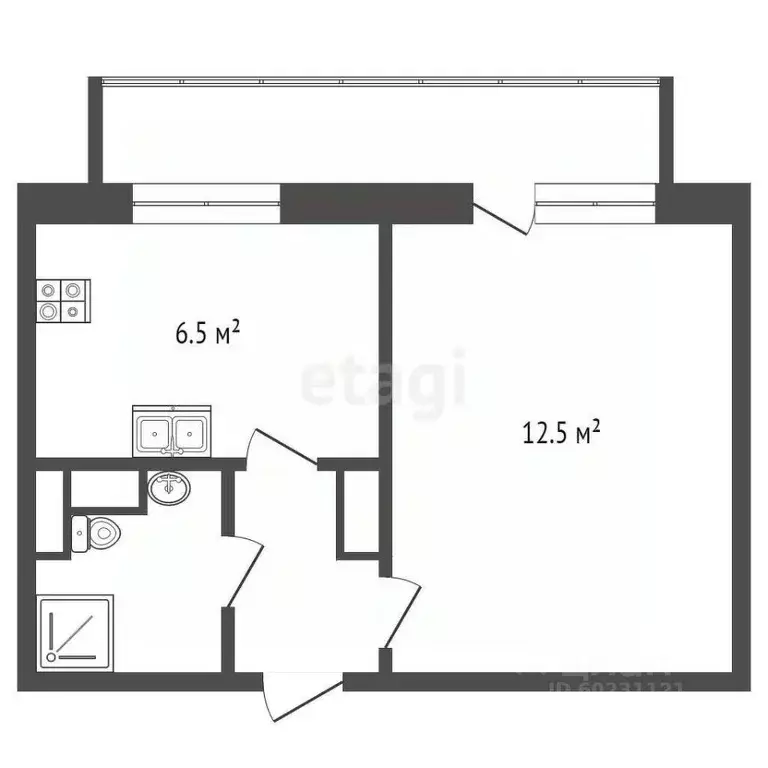 1-к кв. Пермский край, Пермский муниципальный округ, с. Фролы ул. ... - Фото 2