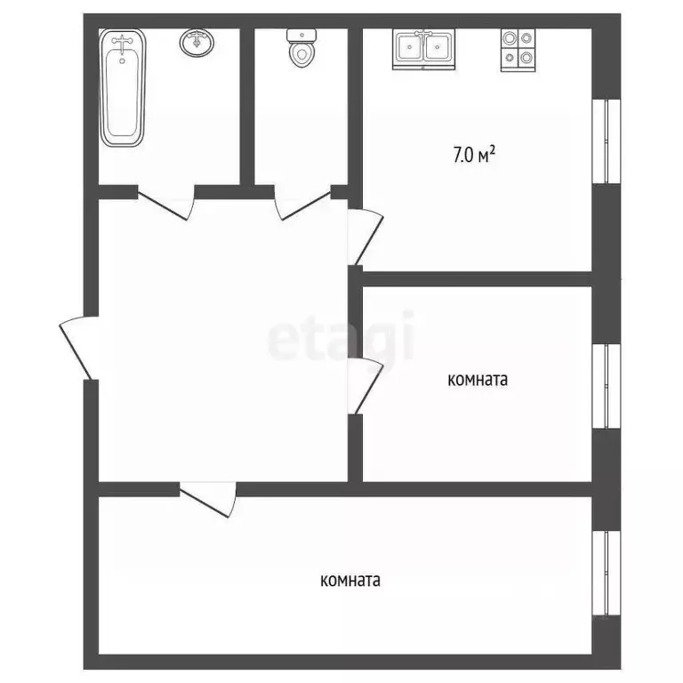 2-к кв. Ямало-Ненецкий АО, Муравленко Российская ул., 42 (47.7 м) - Фото 1