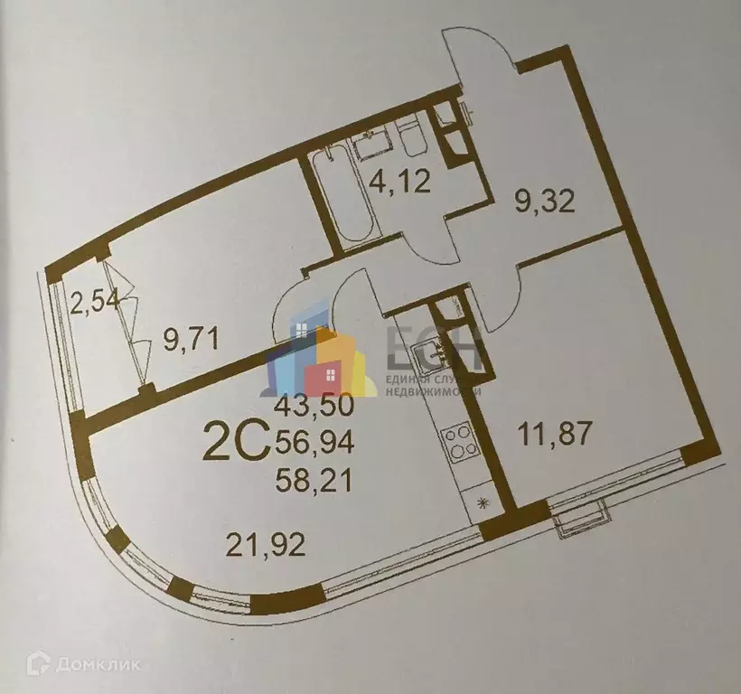 Продаётся 2-к квартира, 58.21 м - Фото 1