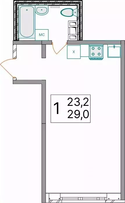 студия ярославская область, ярославль 2-й мкр, (29.0 м) - Фото 0