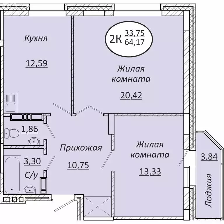 2-комнатная квартира: новосибирск, октябрьский район (64.17 м) - Фото 0