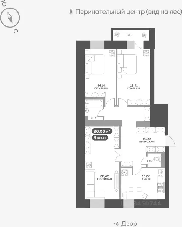 3-к кв. Красноярский край, Красноярск ул. Академгородок, 74 (90.77 м) - Фото 0