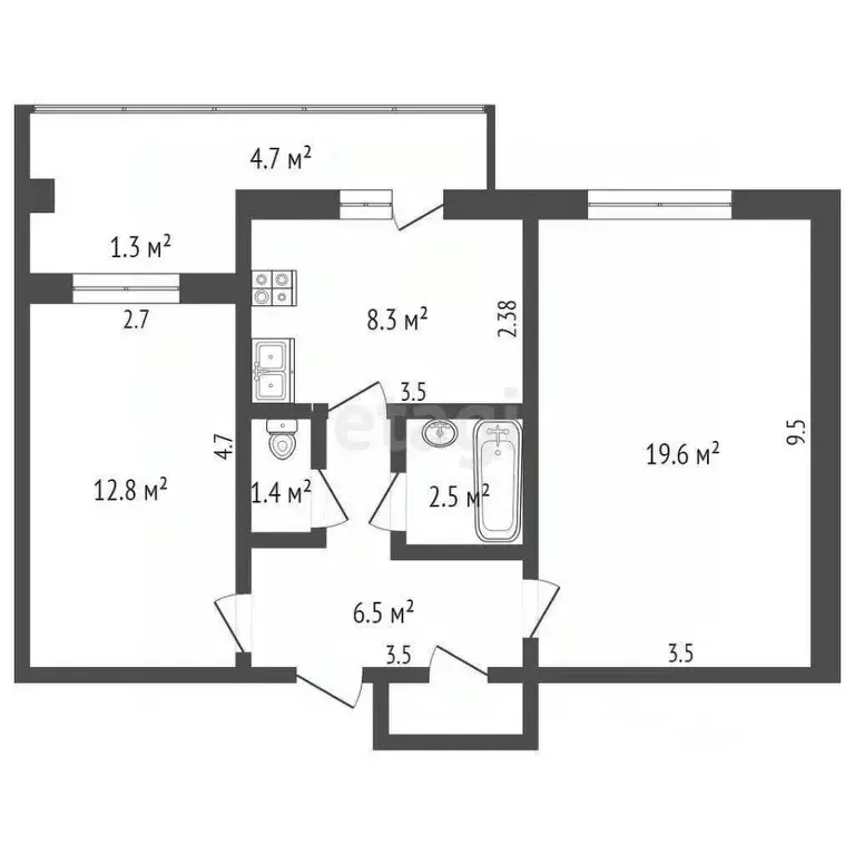 2-к кв. Крым, Феодосия ул. Гарнаева, 63Г (51.9 м) - Фото 1