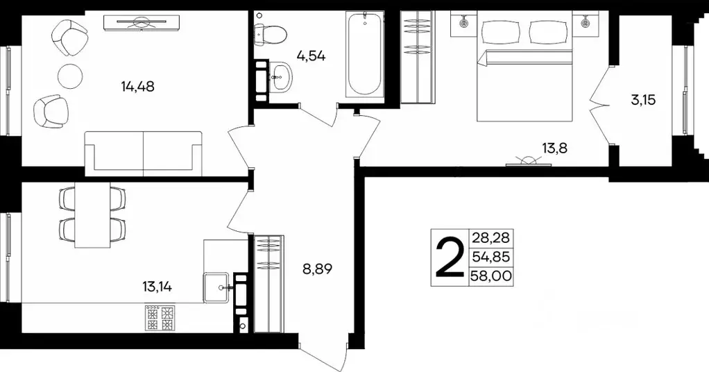 2-к кв. Севастополь ул. Мате Залки (58.0 м) - Фото 1