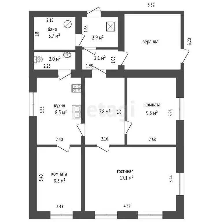 Дом в Ялуторовск, улица Макарова (61.9 м) - Фото 1