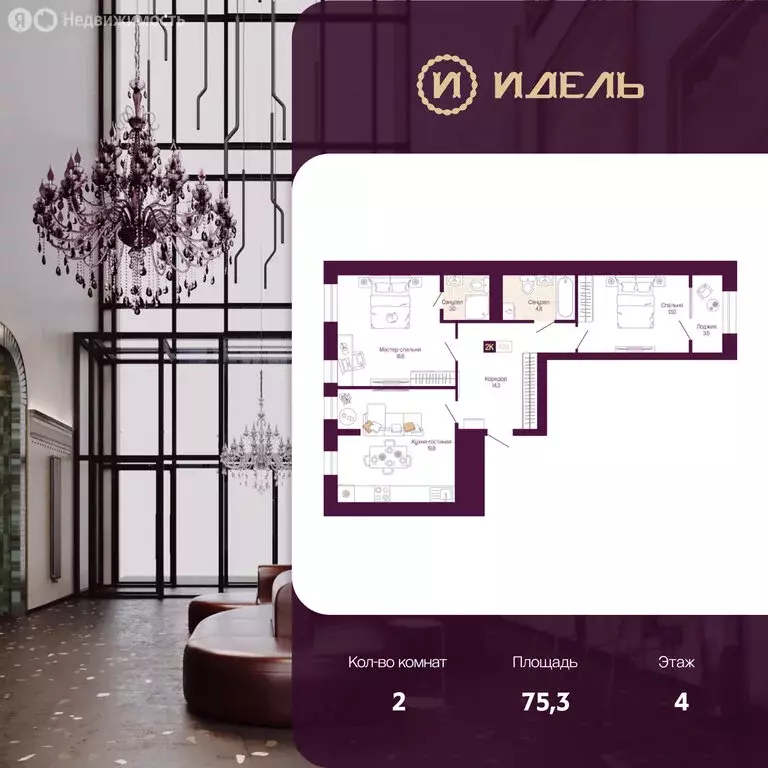 2-комнатная квартира: Нижний Новгород, ЖК Идель. Квартал на Сенной ... - Фото 1