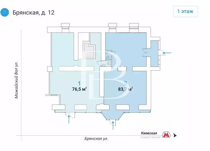 Торговая площадь в Москва Брянская ул., 12 (160 м) - Фото 1