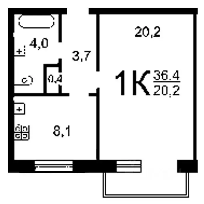 1-к кв. Ульяновская область, Димитровград ул. М. Тореза, 7А (38.0 м) - Фото 1