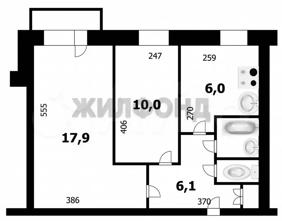 2-к. квартира, 45 м, 8/9 эт. - Фото 0