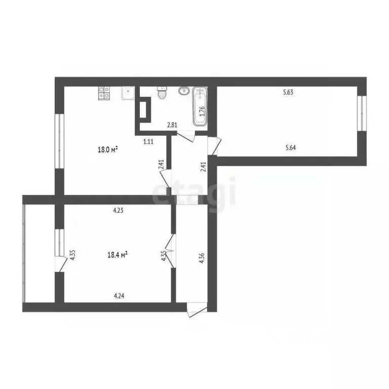 2-к кв. Челябинская область, Челябинск ул. Бейвеля, 73 (65.4 м) - Фото 2