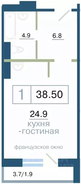 1-к кв. Красноярский край, Красноярск ул. Дубровинского, 110А (38.5 м) - Фото 1