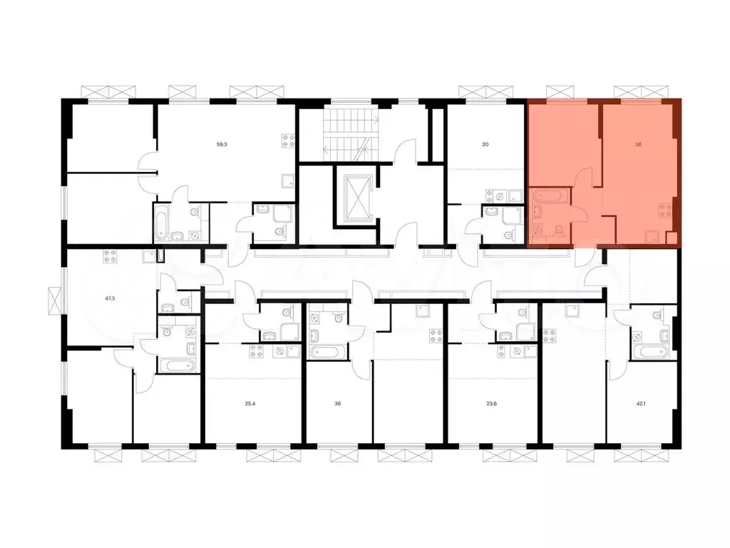 1-к. квартира, 38м, 5/9эт. - Фото 1