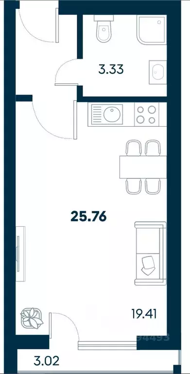 Студия Крым, Евпатория городской округ, Заозерное пгт  (25.76 м) - Фото 0