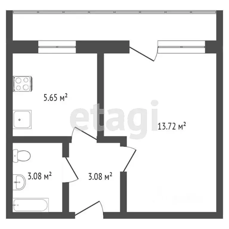 1-к кв. Томская область, Томск Урожайный пер., 27Б (26.0 м) - Фото 1