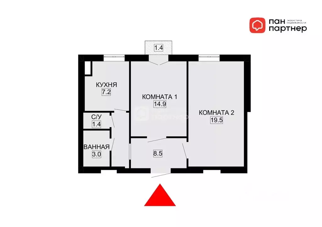 2-к кв. Санкт-Петербург ул. Бабушкина, 73 (54.5 м) - Фото 1