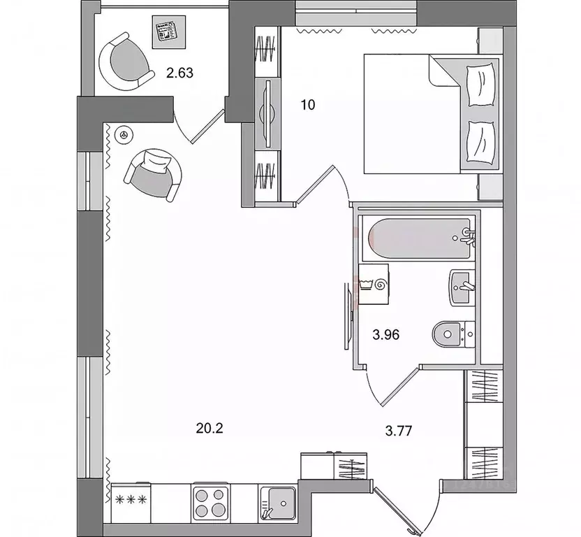 1-к кв. Ленинградская область, Мурино Всеволожский район, ул. Шоссе в ... - Фото 2