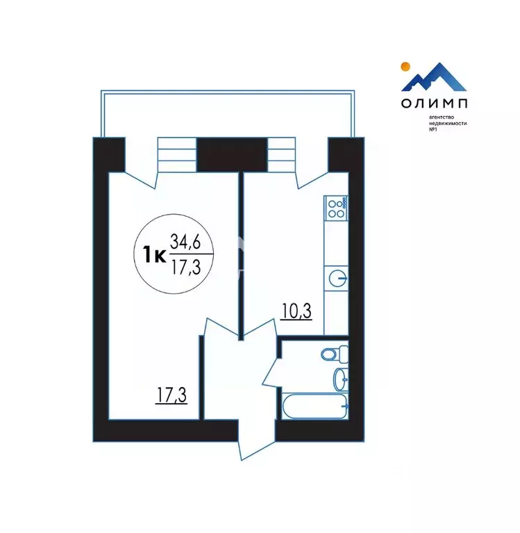 1-к кв. Вологодская область, Вологда  (34.6 м) - Фото 1