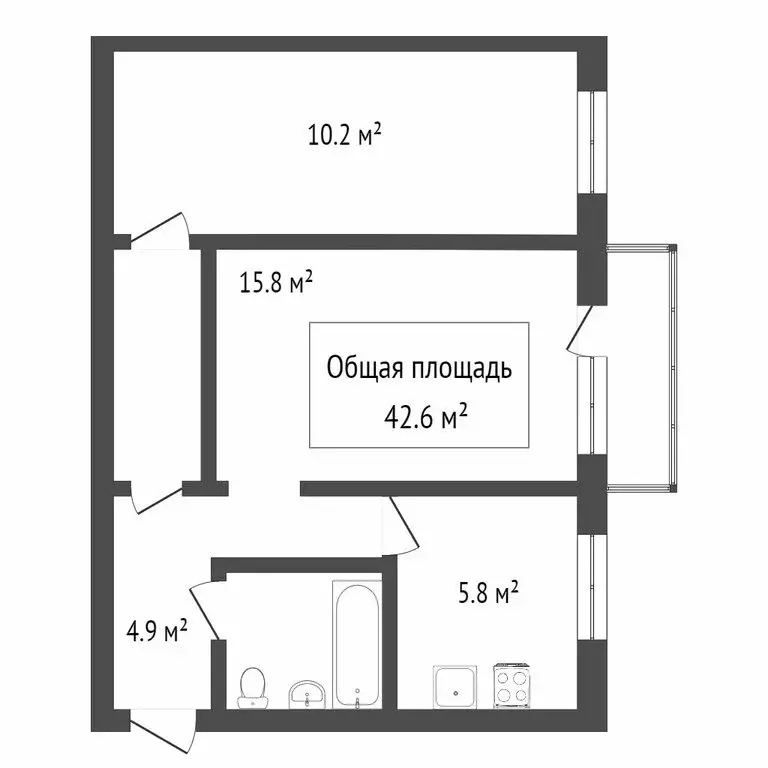 2-комнатная квартира: Новосибирск, улица Титова, 16 (39.7 м) - Фото 1