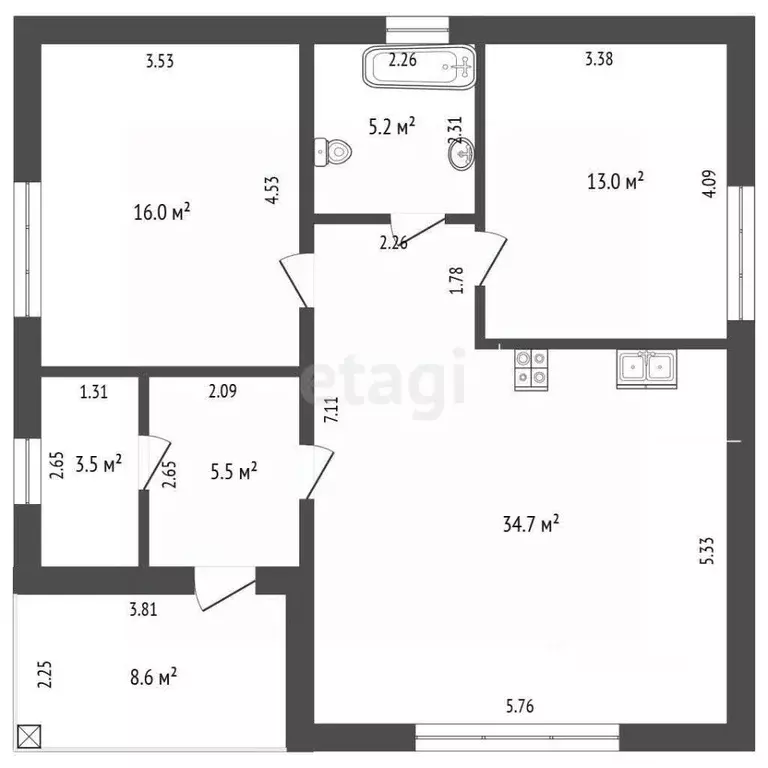 Дом в Тюменская область, Нижнетавдинский район, с. Тюнево ул. Зимняя ... - Фото 2
