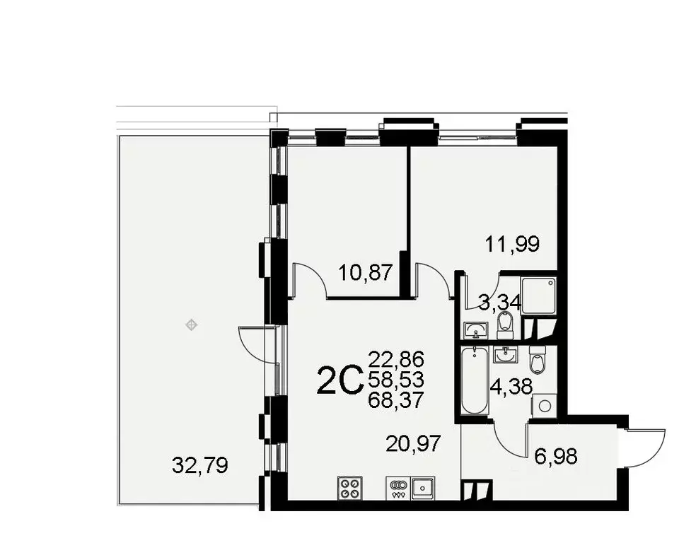 2-к кв. Тульская область, Тула Хлебная пл. (68.37 м) - Фото 0