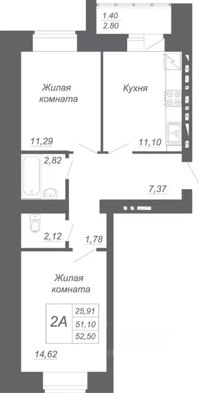 2-к кв. Татарстан, Зеленодольский район, Осиновское с/пос, с. Осиново ... - Фото 1