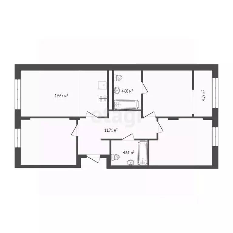 3-к кв. Тюменская область, Тюмень ул. Тимофея Кармацкого, 3 (78.89 м) - Фото 2
