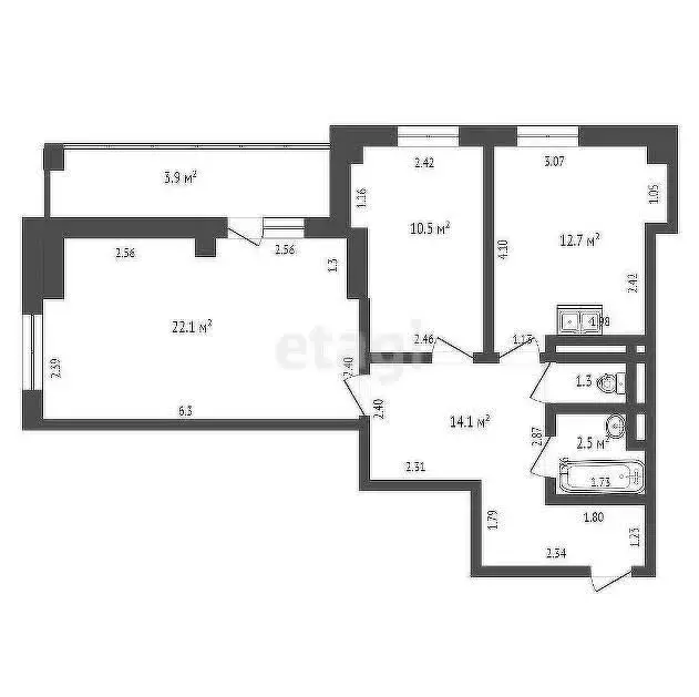 3-комнатная квартира: Пермь, улица Толмачёва, 15 (80.7 м) - Фото 1