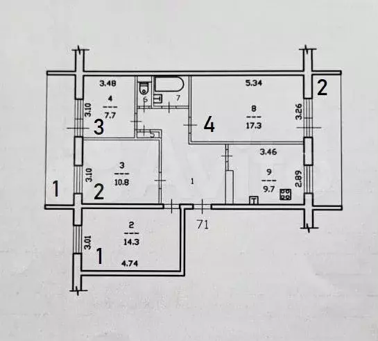 4-к. квартира, 78,2 м, 1/5 эт. - Фото 0