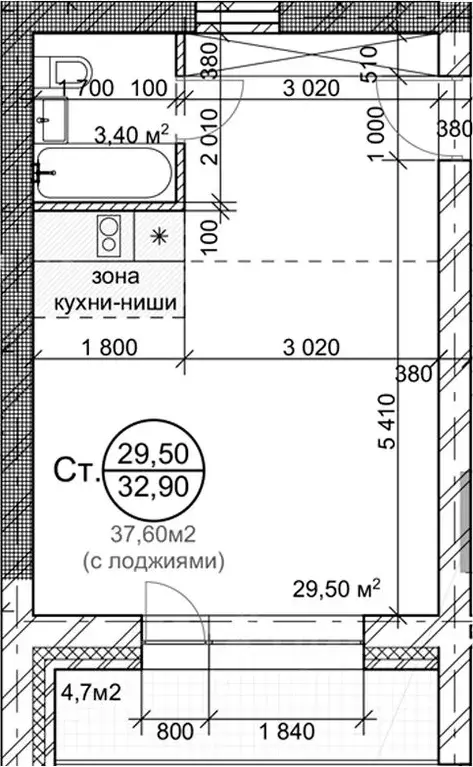 Студия Новосибирская область, Новосибирск Серебряный пер., 11 (32.9 м) - Фото 0