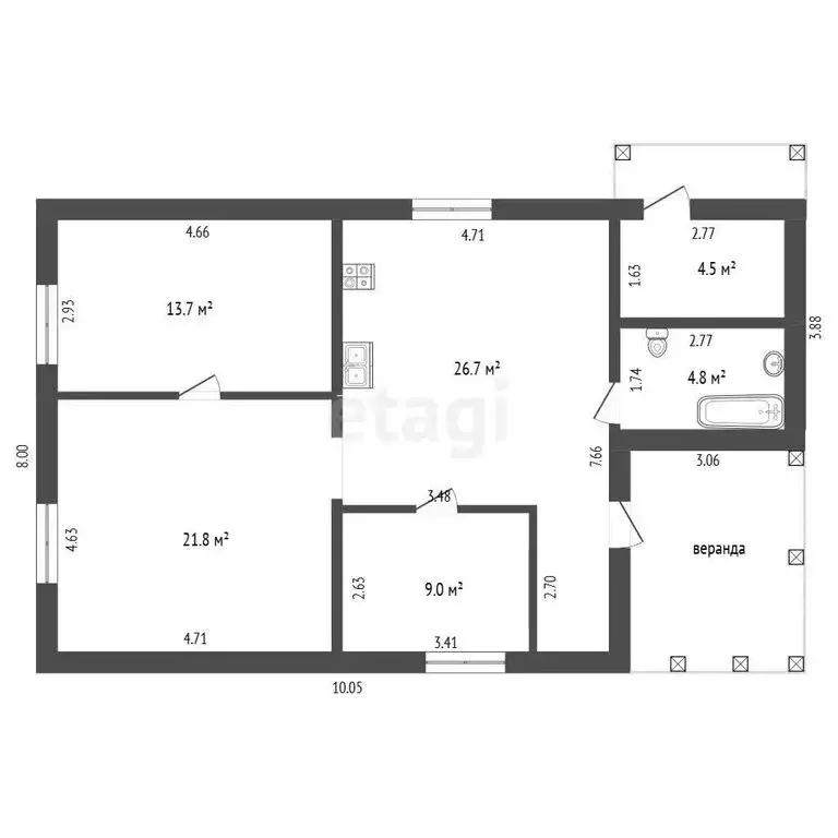 Дом в посёлок городского типа Чернышевск, Шоссейный переулок (80 м) - Фото 2