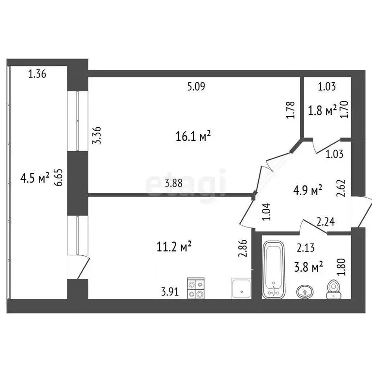 1-комнатная квартира: посёлок городского типа Медведево, улица ... - Фото 1