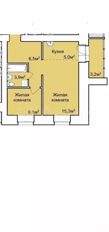 2-к. квартира, 41,4 м, 12/12 эт. - Фото 1