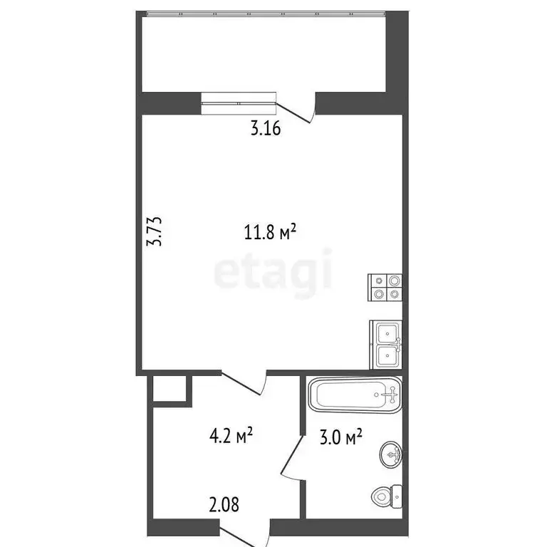 Квартира-студия: Санкт-Петербург, улица Нахимова, 1 (25 м) - Фото 1