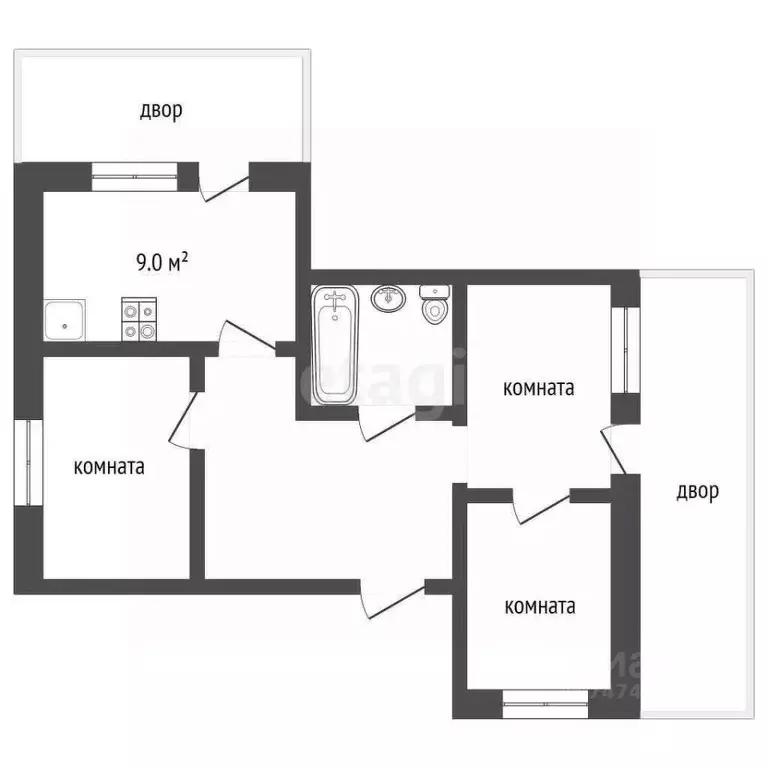 3-к кв. Крым, Евпатория ул. Дальняя, 8 (63.0 м) - Фото 2