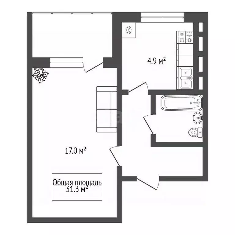 1-к кв. Новосибирская область, Новосибирск ул. Бориса Богаткова, 216 ... - Фото 2