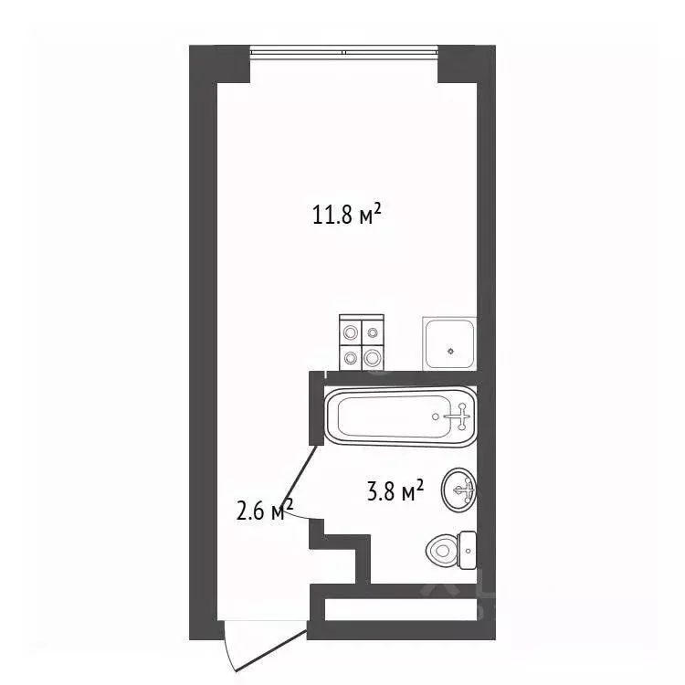 Студия Тюменская область, Тюмень ул. Краснооктябрьская, 4Ак2 (18.5 м) - Фото 2