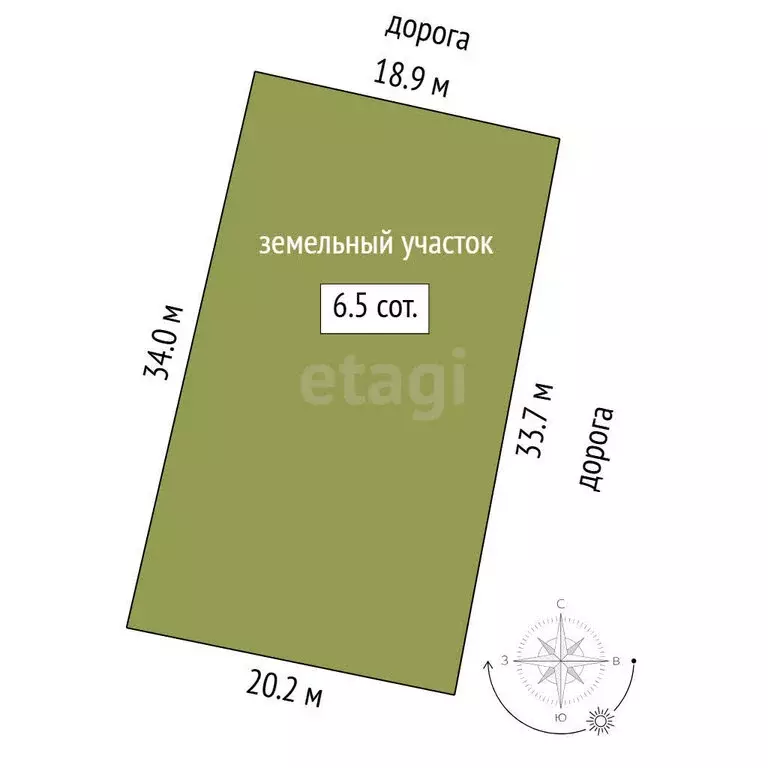 Участок в село Ярково, Зелёная улица (6.54 м) - Фото 1